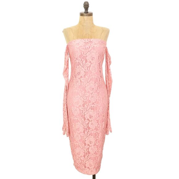 ALEXIA ADMOR The Zelle Midaxi Sheath Dress & Gloves Size 4 Blush Pink NWT B35 - Picture 2 of 5